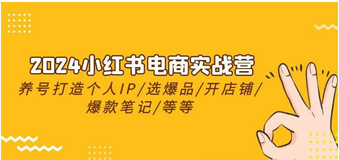 2024小红书电商实战营，养号打造IP/选爆品/开店铺/爆款笔记/等等（24节）