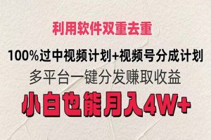 利用软件双重去重，100%过中视频+视频号分成计划